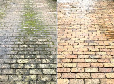 Pressure cleaning a driveway at Gunderman