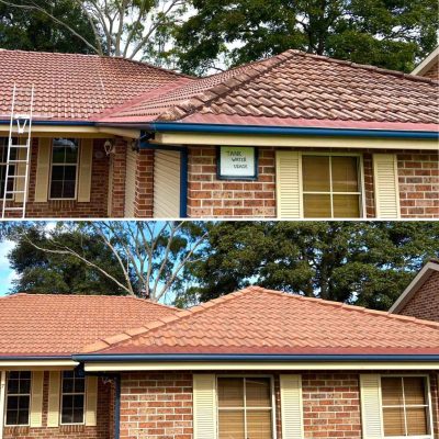 Comparison photo before and after cleaning this roof in Lisarow