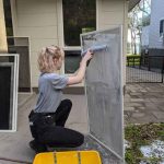 Sequoia cleaning window flyscreens at Murrays Beach