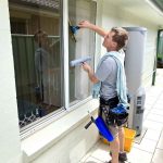 Micah window cleaning at Woy Woy