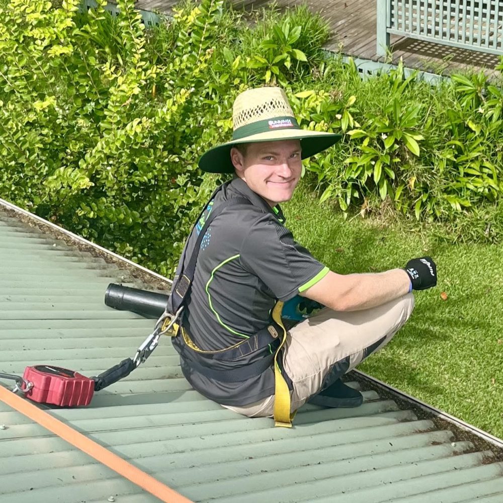 Micah Gutter Cleaning on a Roof